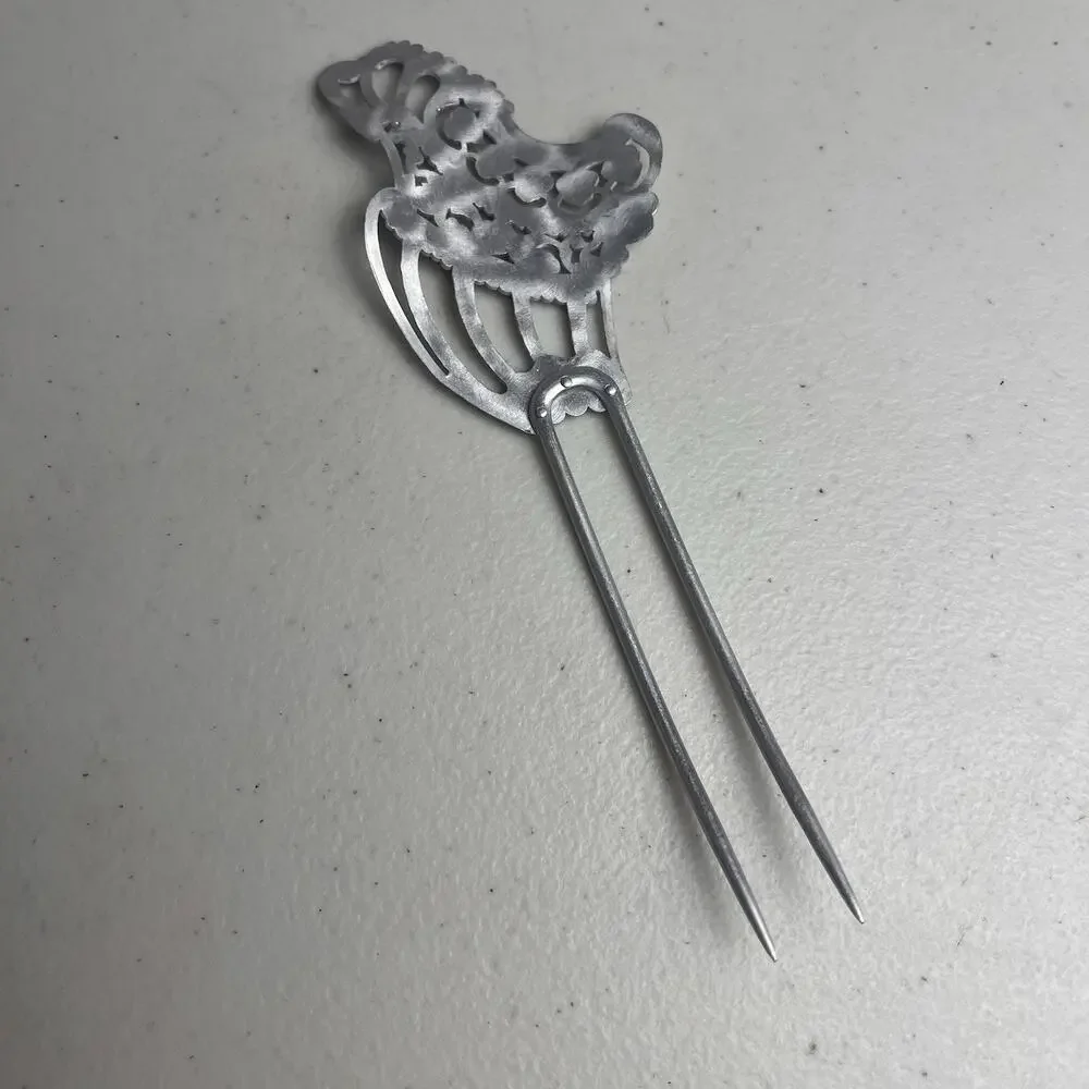 Hair Pin Stick Lot Victorian Style Filigree Ball Flower Mother Of Pearl 6 Pieces
